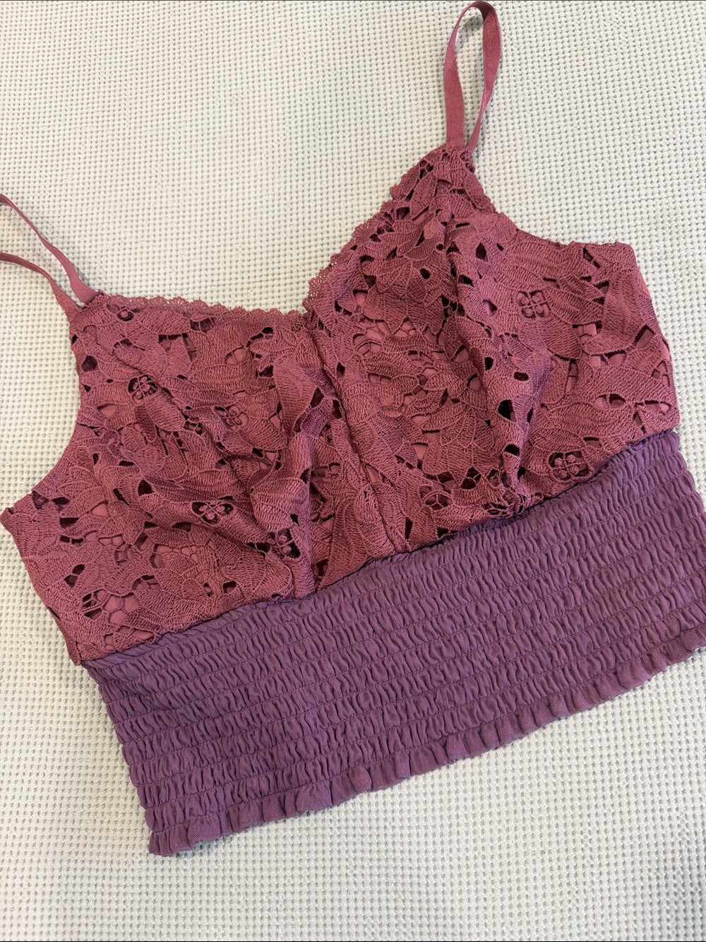 torrid Lace Cropped Cami in Dusty Mauve